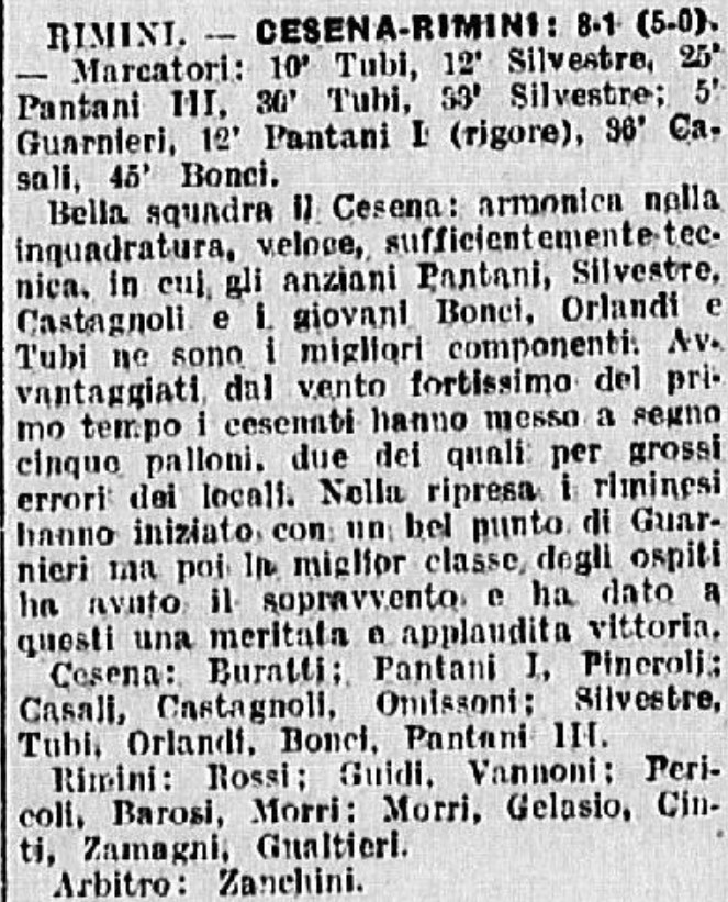 1940-41 1° Squadra Campionato I Divisione Emilia andata giornata 01 Rimini B-Cesena 1-8 GazzettaSport