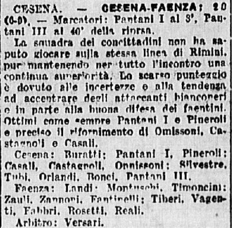 1940-41 1° Squadra Campionato I Divisione Emilia andata giornata 02 Cesena-Faenza 2-0 GazzettaSport
