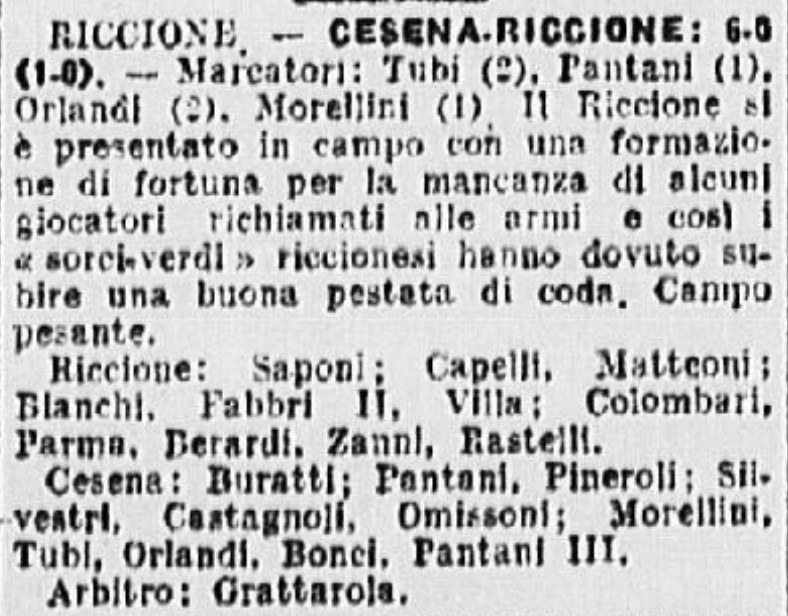 1940-41 1° Squadra Campionato I Divisione Emilia andata giornata 09 Riccione-Cesena 0-6 GazzettaSport