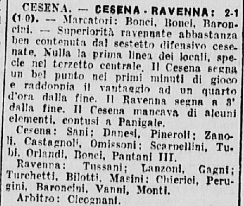 1940-41 1° Squadra Campionato I Divisione Emilia ritorno giornata 04 Cesena-Ravenna B 2-1 GazzettaSport