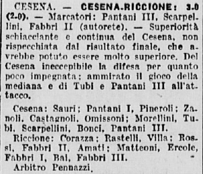 1940-41 1° Squadra Campionato I Divisione Emilia ritorno giornata 07 Cesena-Riccione 3-0 GazzettaSport