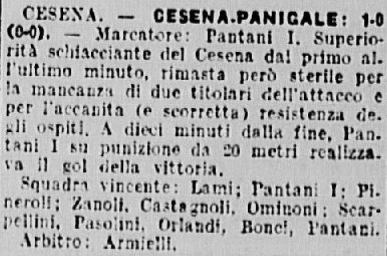 1940-41 1° Squadra Campionato I Divisione Emilia spareggi promozione andata giornata 02 Cesena-Panigale 1-0 GazzettaSport