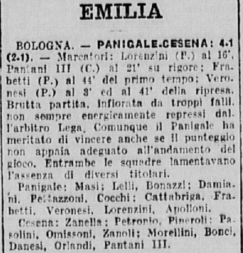 1940-41 1° Squadra Campionato I Divisione Emilia spareggi promozione ritorno giornata 02 Panigale-Cesena 4-1 GazzettaSport