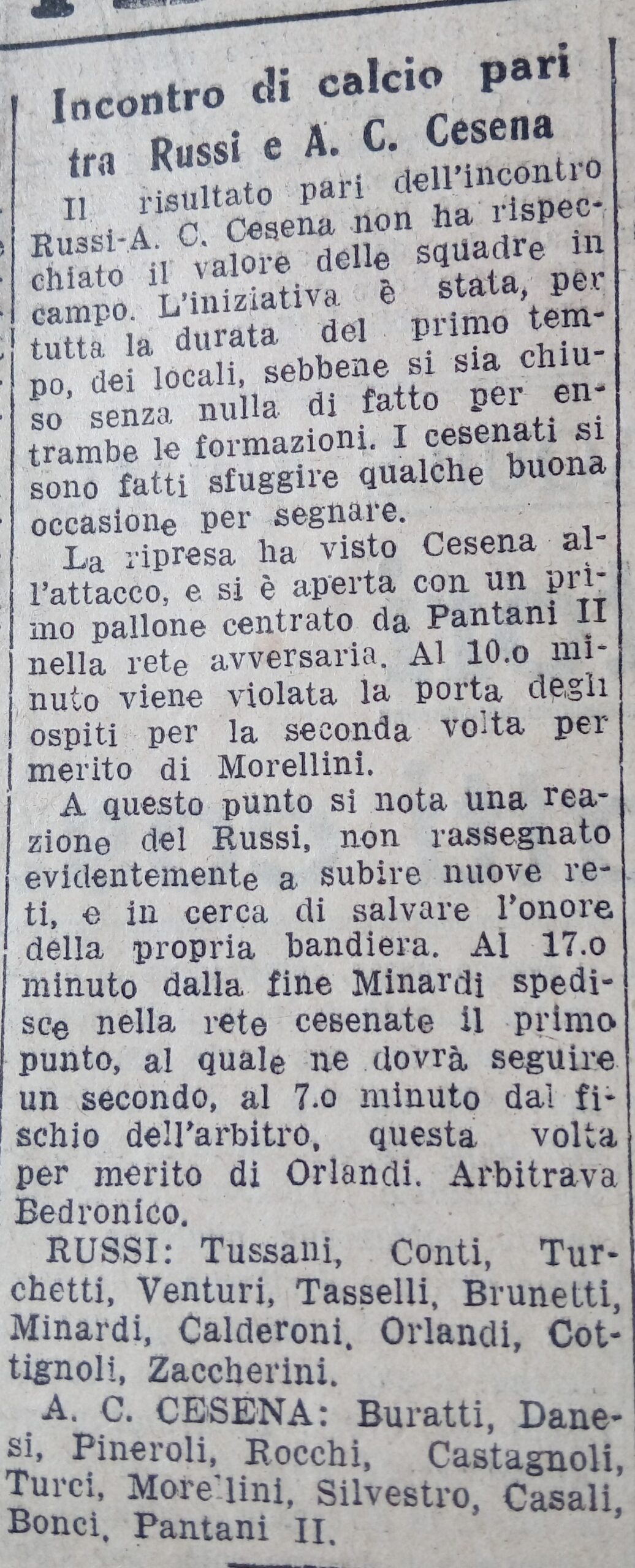 1940-41 1° Squadra Amichevole 08 Cesena-Russi 2-2 CorrierePadano