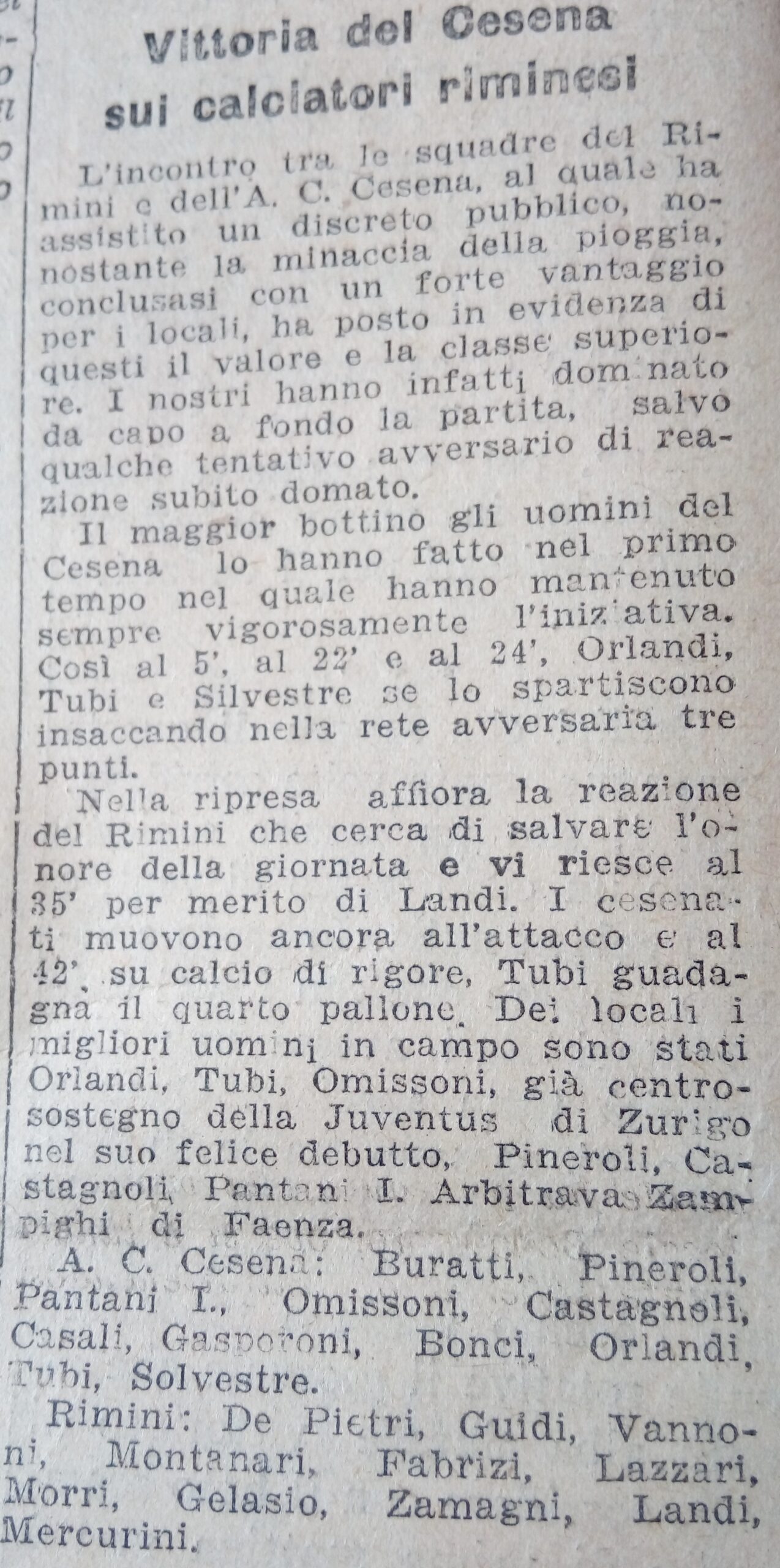 1940-41 1° Squadra Amichevole 09 Cesena-Rimini B 4-1 CorrierePadano