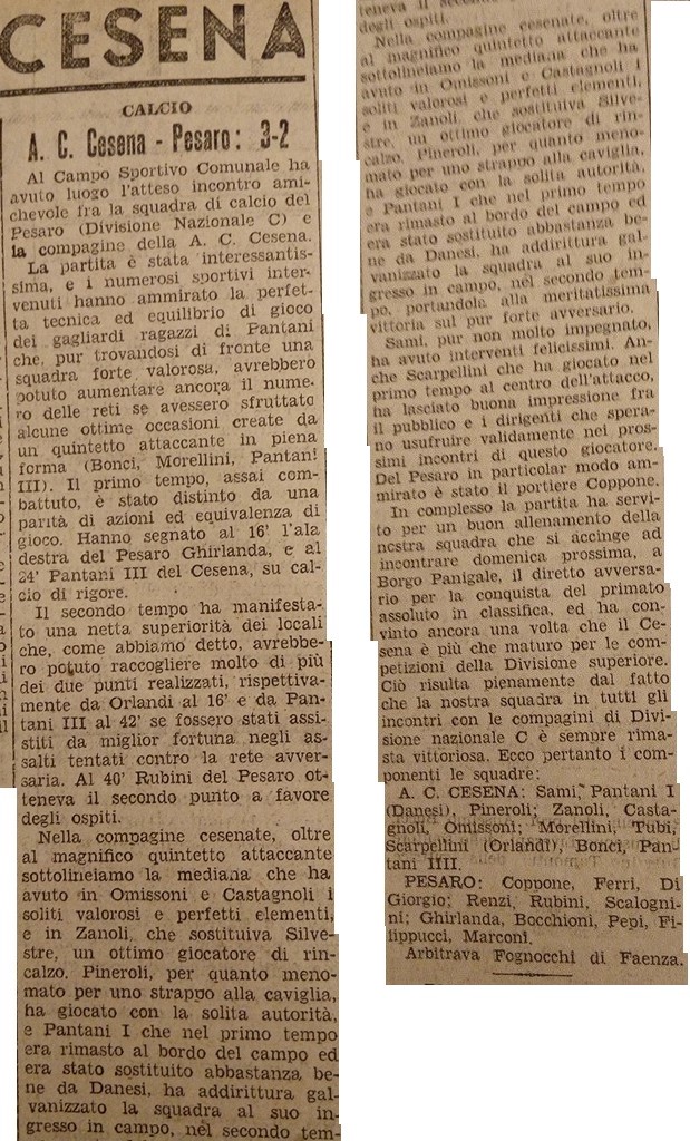 1940-41 1° Squadra Amichevole 16 Cesena-Vis Pesaro 3-2 CorrierePadano