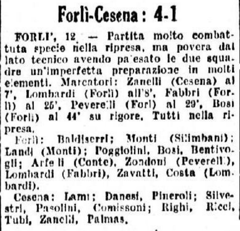 1941-42 1° Squadra Amichevole 03 Forlì-Cesena 4-1 GazzettaSport