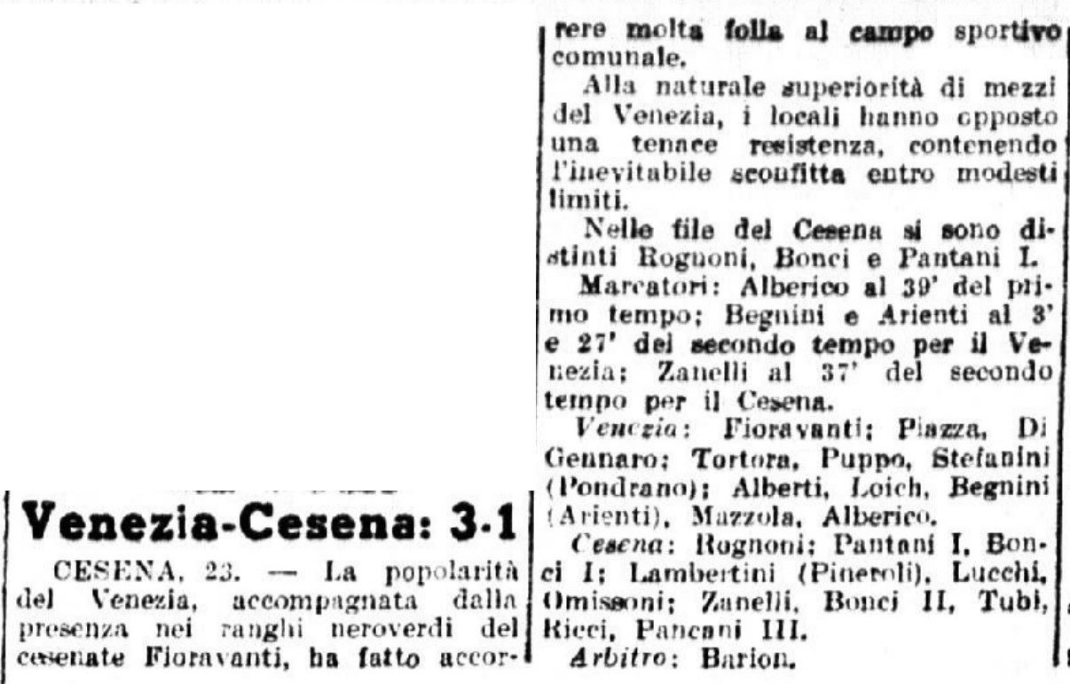 1941-42 1° Squadra Amichevole 05 Cesena-Venezia 1-3 GazzettaSport