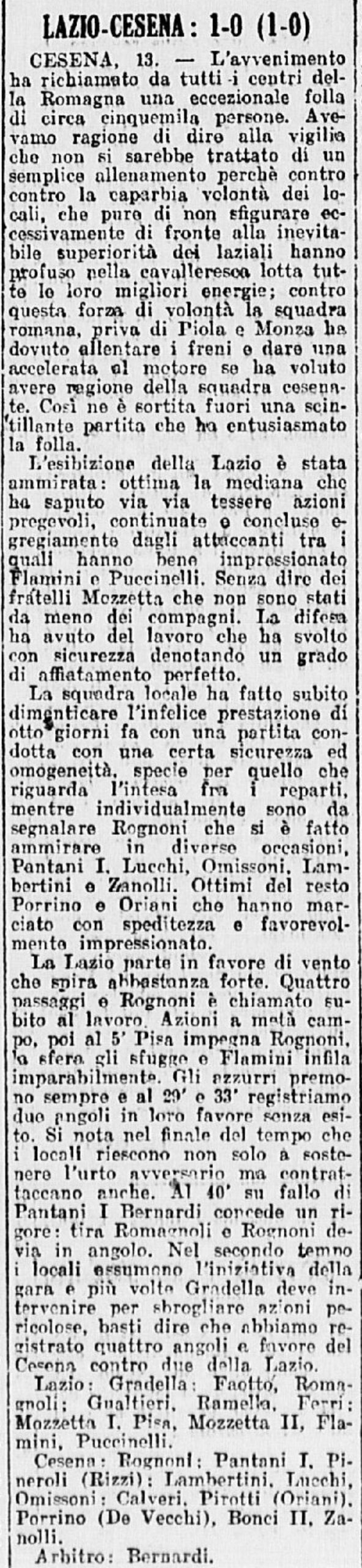1941-42 1° Squadra Amichevole 06 Cesena-Lazio 0-1 GazzettaSport