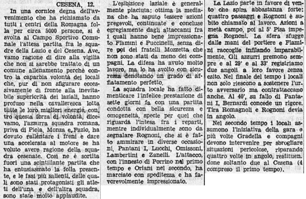 1941-42 1° Squadra Amichevole 06 Cesena-Lazio 0-1 Il Littoriale parte3