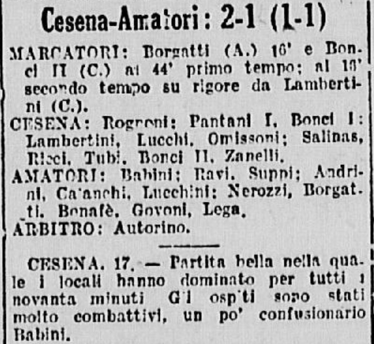 1941-42 1° Squadra Campionato Serie C andata giornata 04 Cesena-Amatori Bologna 2-1 GazzettaSport