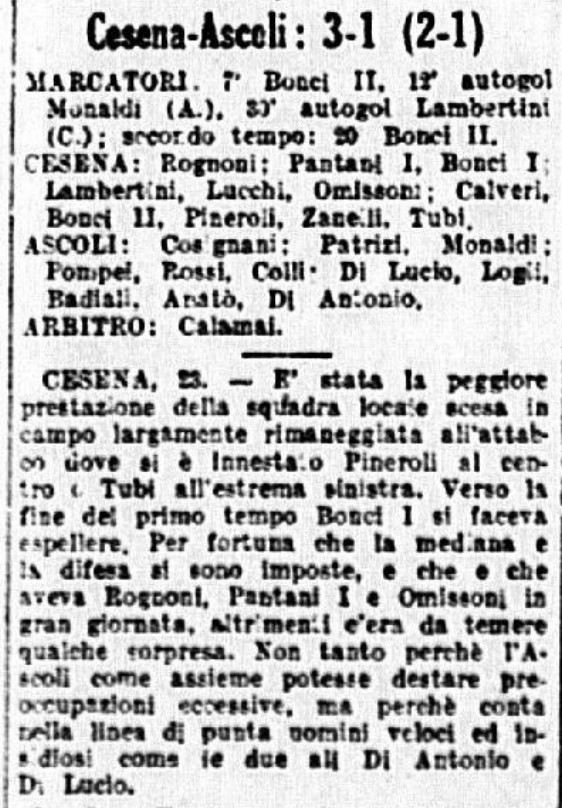 1941-42 1° Squadra Campionato Serie C ritorno giornata 06 Cesena-Ascoli 3-1 GazzettaSport