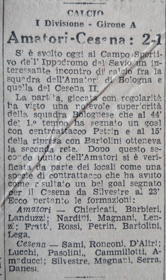 Cesena B-Amatori Bologna B 1941-42 poi annullata CorrierePadano