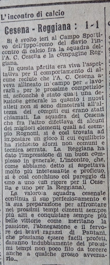 Cesena-Reggiana 1941-42 amichevole CorrierePadano