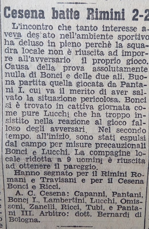 Cesena-Rimini 1941-42 amichevole CorrierePadano