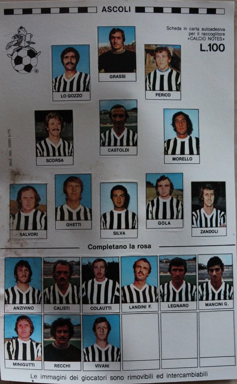 Fratelli Conte Editori Calcio Notes 1975-76 Ascoli