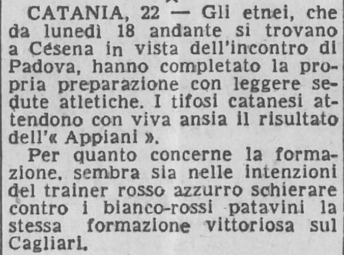 Catania in ritiro a Cesena 1952-53 Stadio del 23 maggio 1953